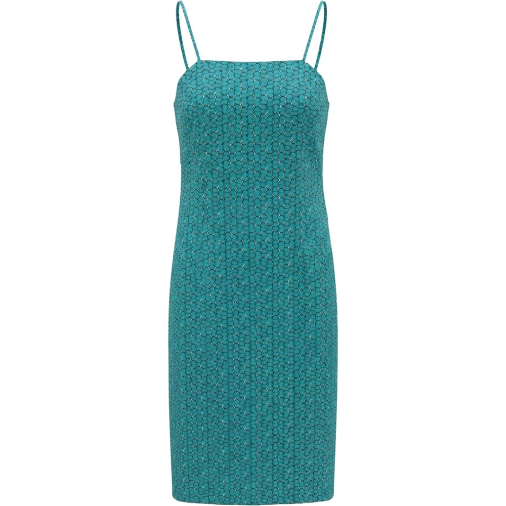 Banana Republic Linen Blend Geo Dress - Womens Size Medium Teal -‎ #48539-D5